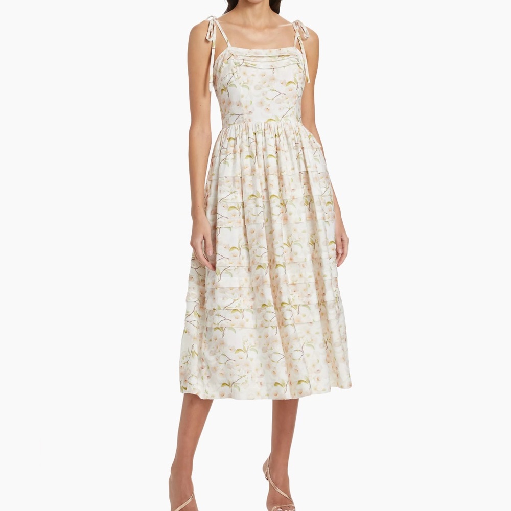 NWT En Saison Callie Floral Pleated Midi-Dress